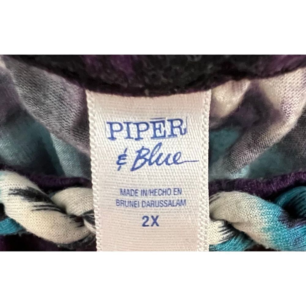 Piper and Blue Geometric Patterned Rope Strapped Tank Top With Ruched Bottom - Picture 3 of 5